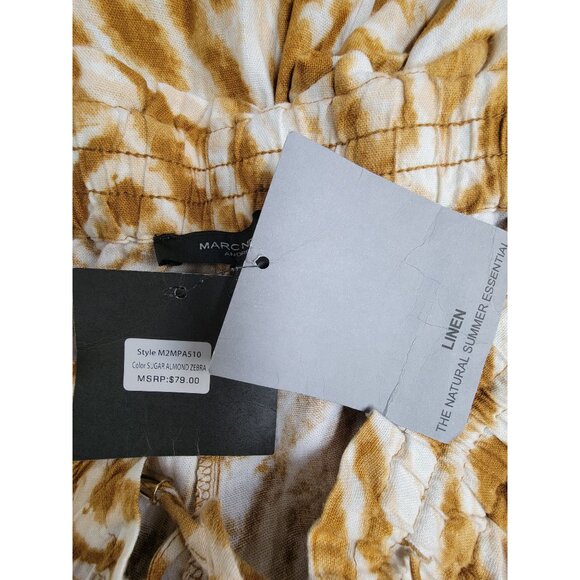 Marc New York Womens Zebra Print Linen Wide Leg Crop Summer Pants Large New $79 - Picture 4 of 11